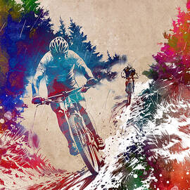 Sport Biker Cycling Art Graphic (7) by Justyna Jaszke