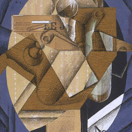 Still Life, The Table, 1914 Gouache, Crayon, Varnish And Printed Paper On Canvas by Juan Gris