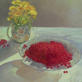 Still Life With Redcurrants And Marigolds, 1991 by Timothy Easton