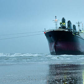 Stranded Empty Container Ship On Beach by Pidjoe