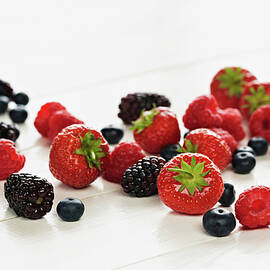 Strawberries, Raspberries, Blackberries And Blueberries Still Life by Sverre Haugland
