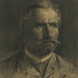 Study Of A Mans Head With A Beard And Mustache by Jozef Hanula