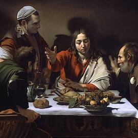 'Supper at Emmaus', 1601, Oil on canvas, 141 x 196 cm. CARAVAGGIO. JESUS. CRISTO RESUCITADO. by Caravaggio -c 1570-1610-