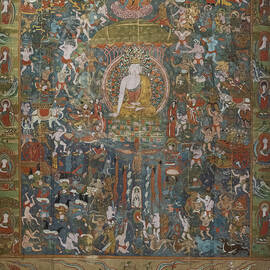 The Assaults Of Mara; Scenes Of The Awakening Meditation Of The Shakyamuni Buddha. China, Epoque Of The Five Dynasties, First Half Of The 10th Century. Paint, Ink, Gold And Colors On Silk. by Chinese School
