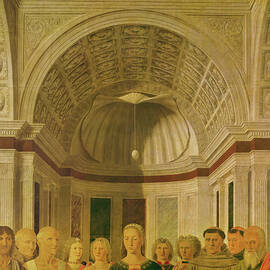 The Brera Madonna: Sacred Conversation, The Virgin And Child With Saint John The Baptist, Saint Bernadirno Of Sienna And Saint Jeremy by Piero Della Francesca