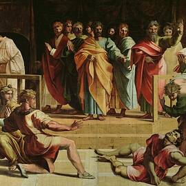 The Death Of Ananias Cartoon For The Sistine Chapel by Raphael