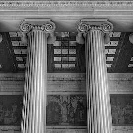 The Lincoln Memorial Washington D. C. - Black and White Abstract Pillars Details 5 by Marianna Mills