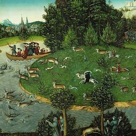 The Staghunt of Elector Friedrich der Weise of Saxony. by Lucas Cranach the Elder -1472-1553-