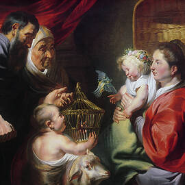 The Virgin And Child With Ss Zacharias, Elizabeth And John The Baptist, C.1620 by Jacob Jordaens