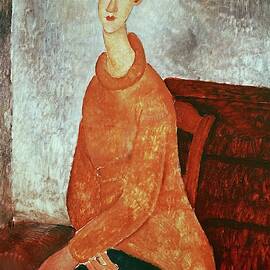 The yellow sweater,1918-1919 Canvas. by Amedeo Modigliani -1884-1920-