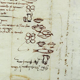 Three Different Lists Of Foods Described With Ideograms by Michelangelo Buonarroti