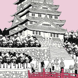 Tourists On Bridge By Pagoda by Eastnine Inc.