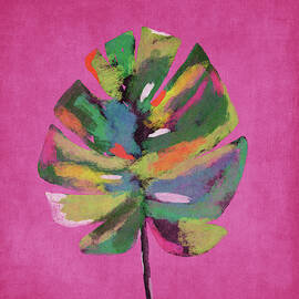Tropical Palm Leaf Pink- Art by Linda Woods by Linda Woods