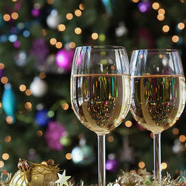 Two Glasses Of White Wine By Christmas by Juan Silva