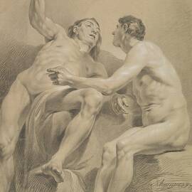 Two Male Nudes, One Seated And One Semi-reclining by Jakob Matthias Schmutzer