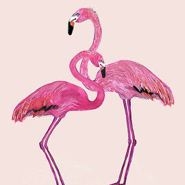 Two Pink Flamingos by Blenda Studio