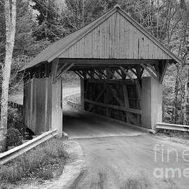 Vermont Red Covered Bridge Black And White by Adam Jewell