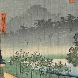View of a Field of Paulownia Trees in Rain at Akasaka by Night, from the series One Hundred Views... by UTAGAWA HIROSHIGE II