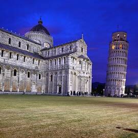 View Of The Duomo And Leaning Tower In The Evening Light, Pisa, Toscana, Italy by Thomas Stankiewicz