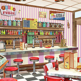 Vintage 1950s Soda Fountain Candy Shop by Grateful Licensing Studio