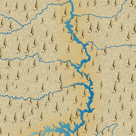 Vintage Map Of A River by Nicholas