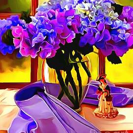 Whimsical Lavendar Floral Table Setting by Catherine Lott