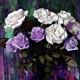 White and Lavender Rose Bouquet by Corinne Carroll