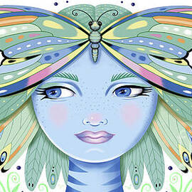 Insect Girl, Winga - Oblong White by Valerie White