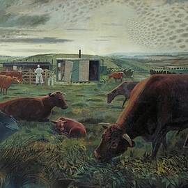 A Land Girl and the Bail Bull Evelyn Dunbar1945-01-01 by MotionAge Designs