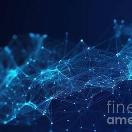 Abstract blue digital background. Big data visualization. Science background. Big data complex with compounds. Lines plexus. by N Akkash