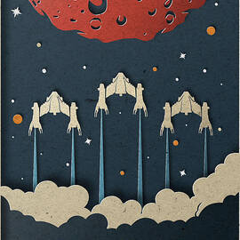 Babylon 5 vintage poster. Paper cut by Arturo Vivo