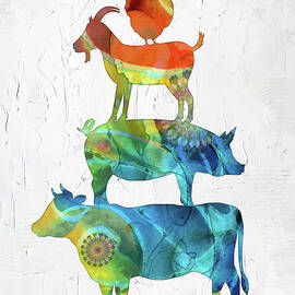 Colorful Farm Friends Art by Sharon Cummings