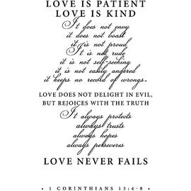 1 Corinthians 13 4 8 - Bible Verse - Love Never Fails - Spiritual, Scripture, Christian - Motivation by Studio Grafiikka