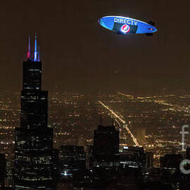 DirecTV Blimp Lightship over Chicago at Grateful Dead 50th Anniversary by David Oppenheimer