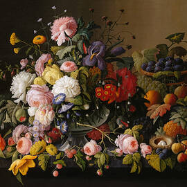 Flowers and Fruit by Severin Roesen by Mango Art