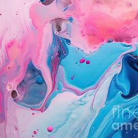liquid paper blue and pink paint background fluid painting abstract texture art technique colorful mix of acrylic vibrant colors creativity and painting background for design printing pattern by N Akkash