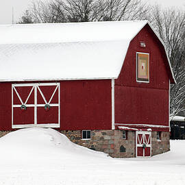 Red Barn in the Snow by David T Wilkinson