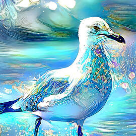 Colorful Seagull By The Seashore by Debra Kewley
