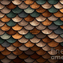seamless fish scales background pattern tileable texture of snake dragon mermaid or lizard squama in boho earth tones and copper gold bronze a high resolution backdrop 3d rendering by N Akkash
