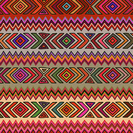 Seamless geometric pattern in ethnic style with rhombus triangle and zigzags by Julien