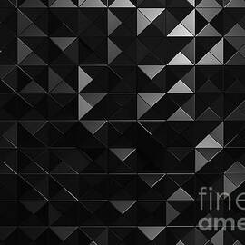 seamless rich luxe black triangle mosaic pattern backdrop tileable dark charcoal grey low poly twinkling geometric polygon background texture with copy space 8k desktop wallpaper 3d rendering by N Akkash