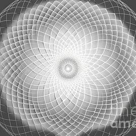 white abstract geometric flower wallpaper background elegant minimal subtle light grey shadow sacred geometry mandala packaging or display backdrop technology or luxury concept 3d fractal rendering by N Akkash