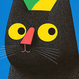 Psy Cat Abstract 70' Retro by SampadArt Gallery