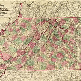 1861 Historical Map of Virginia and West Virginia in Color by Toby McGuire