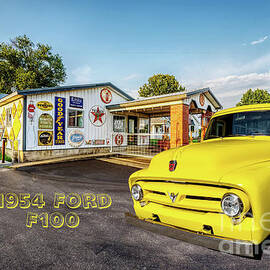 1954 Yellow Ford F100 Truck Text by Jennifer White
