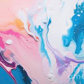 liquid paper blue and pink paint background fluid painting abstract texture art technique colorful mix of acrylic vibrant colors creativity and painting background for design printing pattern by N Akkash