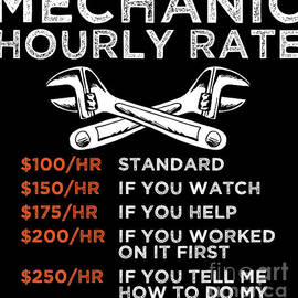 Mechanic Hourly Rate Wrench Worker Gift by Haselshirt