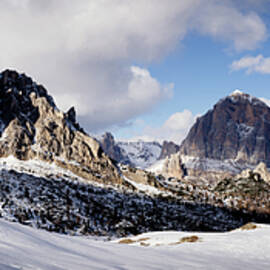 Monte Nuvolau Ra Gusela Mountain Passo Giau in winter snow by Sonny Ryse