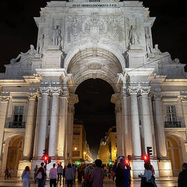 Rua Augusta Arch At Night In Lisbon by Artur Bogacki