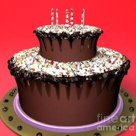 3D Look Artificial Intelligence Chocolate Birthday Cake with Sprinkles by Rose Santuci-Sofranko